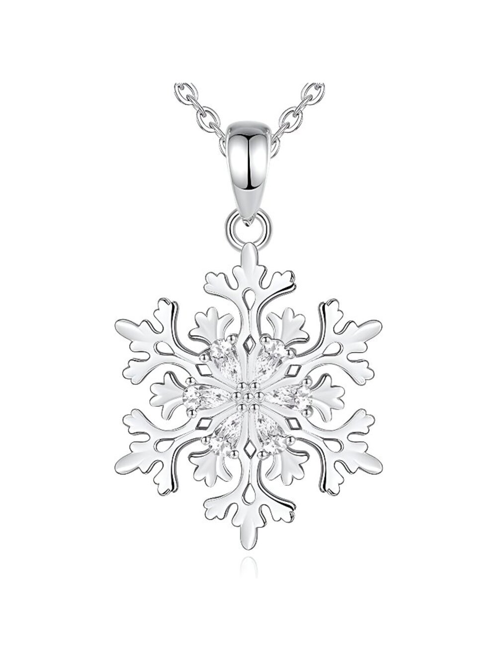 S925 Sterling Silver Snowflake Necklace for Women, Snowflake Pendant